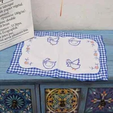 6 Pieces Duck Cotton Embroidery Placemat or Microwave Oven Cover - New