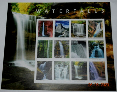 ''WATERFALLS - 12 Views'' USPS Sheet of Twelve (12) Different, MNH Stamps (c) 2023