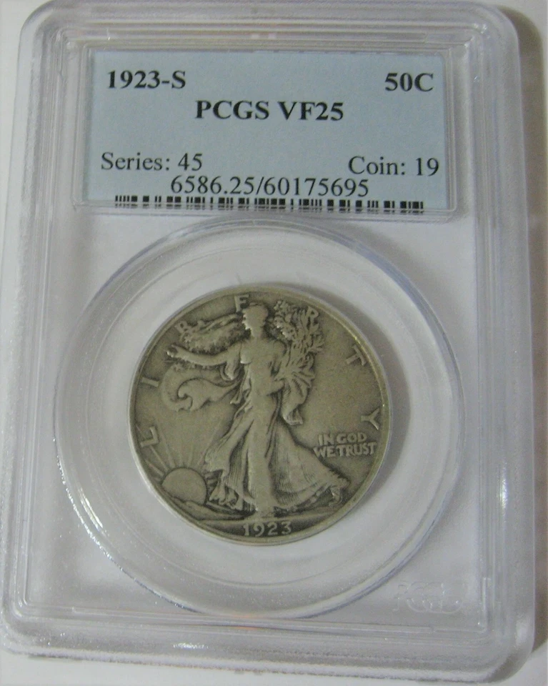 1923 S Walking Liberty Half PCGS Certified VF25 Error Extra Metal Between I & B - Image 4 of 4