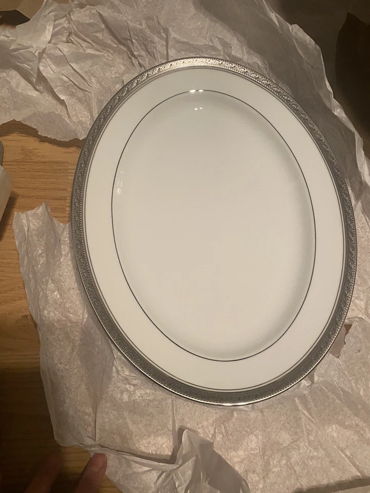 NORITAKE CRESTWOOD PLATINUM 4166 ONE LARGE OVAL SERVING PLATTER 14”  NEW - image 3 of 4