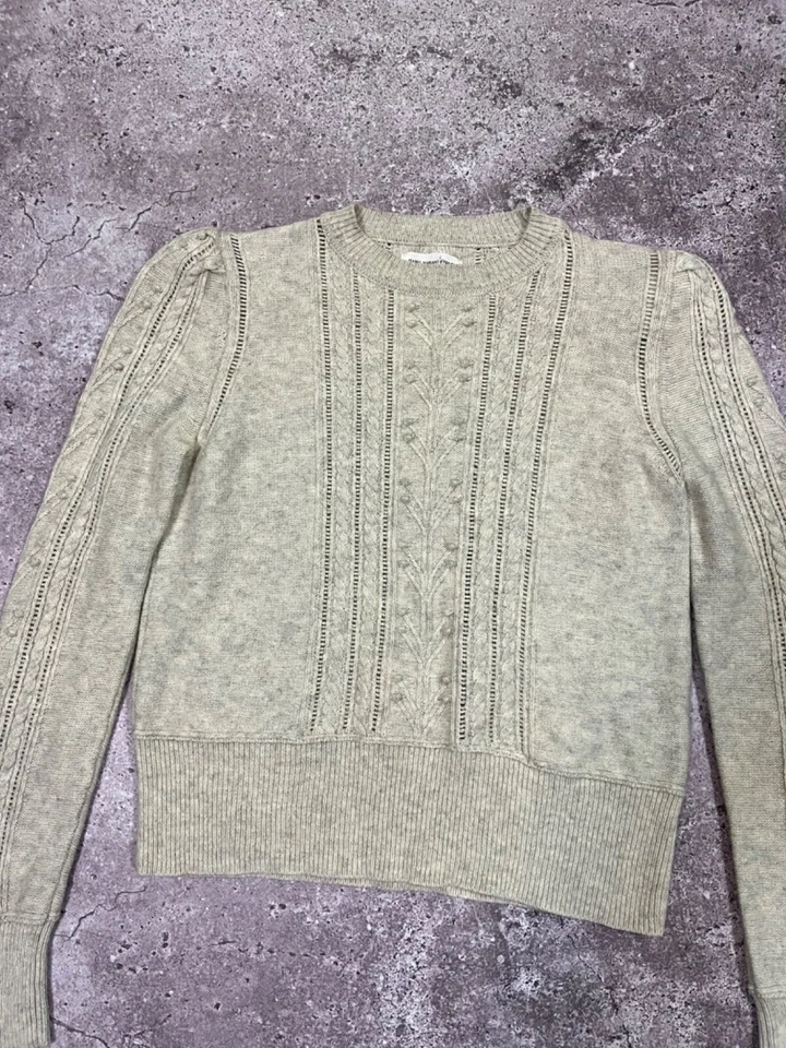 Isabel Marant Cable-Knit Merino Wool Beige Sweater Cropped Women’s Size 44 - Image 3 of 4