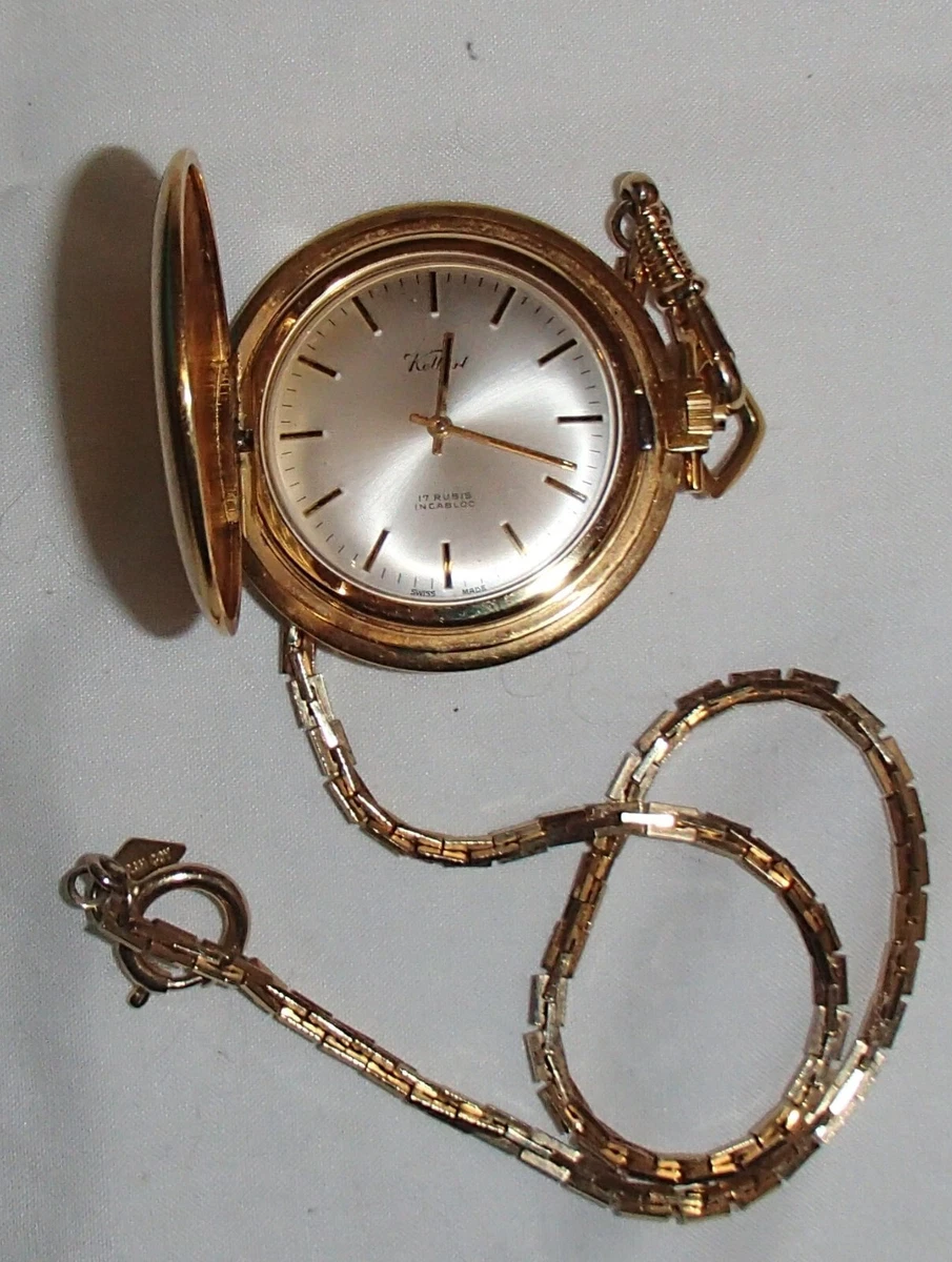 Kelbert Swiss Made Gold Brass Pocket Watch eBay