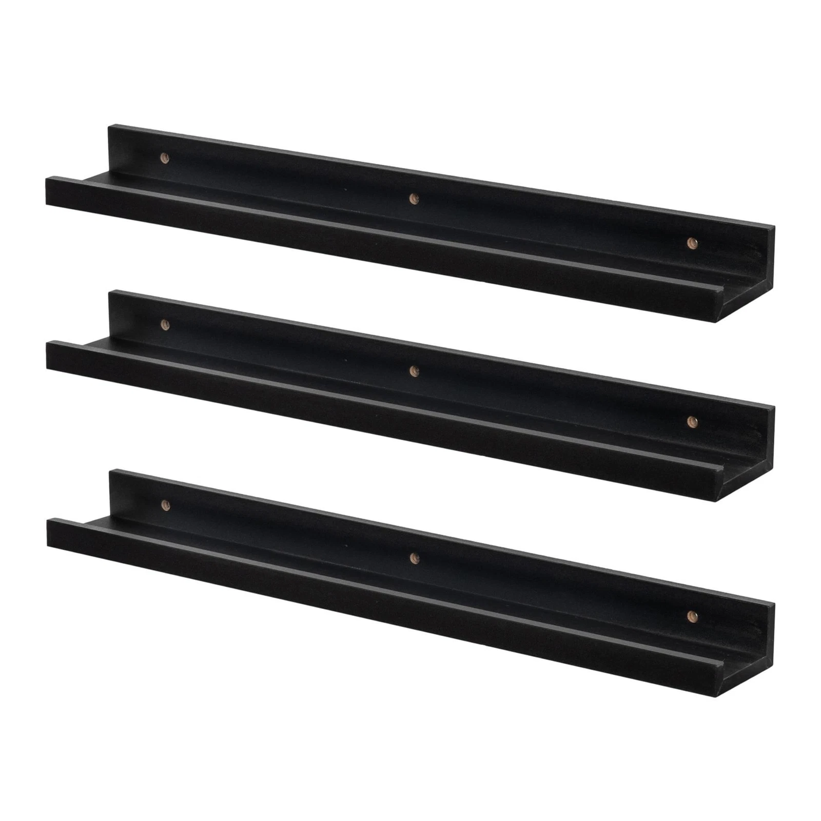 3x Picture Ledge Shelves Floating Wall Mounted Bookshelf Storage 57cm Black
