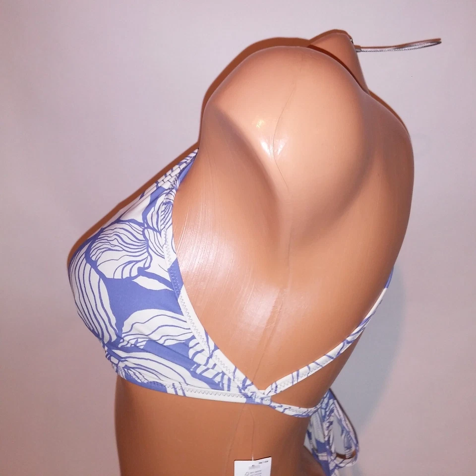 Top de bikini de natación GAP grande azul blanco floral corto cuello alto acolchado extraíble Foto 4 de 4