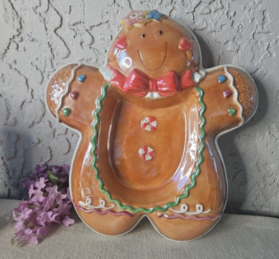 Dillards Trimmings Gingerbread Man Candy Dish Christmas Holiday Table Decor