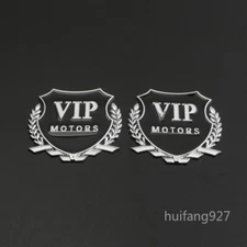 2pcs Silver Car Metal Body Rear Trunk Badge 3D VIP MOTORS Emblem Decal Sticker