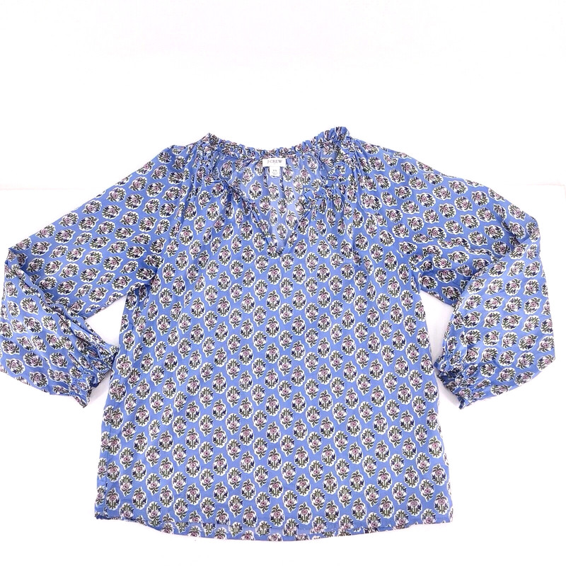 JCrew Cotton Artist Floral Print Long Sleeve Top Style BO75 size X-Small