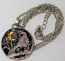 Crow & Crescent Moon Pendant