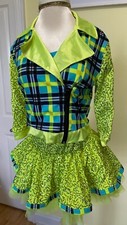 Jazz ,Tap Girls Dance Dress with Jacket .s 8 .Blue/Green, Shiny , Shorts . S25