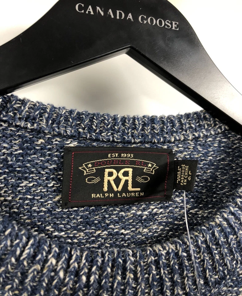 Ralph Lauren RRL Crewneck Melange Varsity Knit Blue Pullover Sweater Large - Image 3 of 4