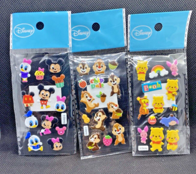 Disney 3D Sticker / Puffy Sticker 6x Bogen verschiedene Figuren mit Kawaii Touch