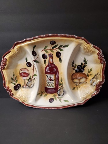 D'Lusso Designs Ceramic Serving Platter 3-Section for Hors d'oeuvres - Picture 3 of 20