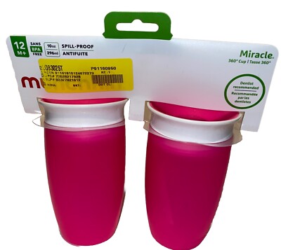 Munchkin Miracle 360 Sippy Cup, Pink, 10 Oz, 2 Count