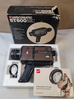 VINTAGE GAF ANSCOMATIC ST/600 8MM FILM MOVIE CAMERA 6-1 ZOOM