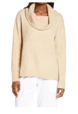 NEW Barefoot Dreams EcoChic Cowl Neck Pullover in Soft Camel - Size S #S3916