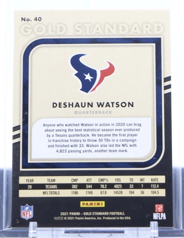 2021 Panini Gold Standard Card# 40 - Deshaun Watson PLATINUM Base #'d/75 - Image 2 of 2