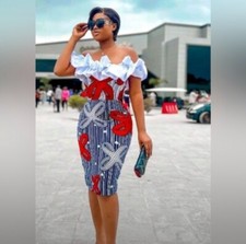 Midi Ankara dress with diamond like studs