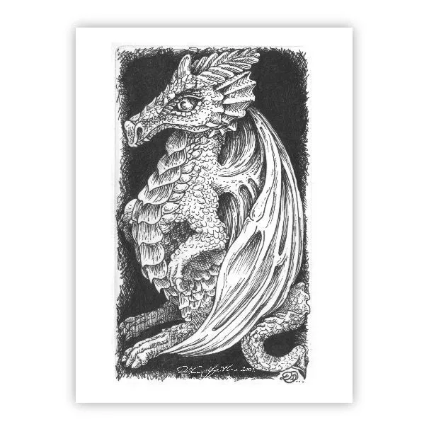 ART - Fantasy dragon drawing Artist Print by Di