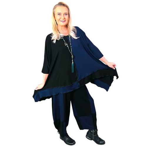 Myo-Lagenlook Oversized 3D Balloon Pants Black-Navy Split 44 46 48 50 52 54 - Picture 7 of 7