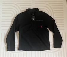 Spyder Men's 1/4 Zip Waffle Knit Fleece Jacket Size Medium Black Logo NWT