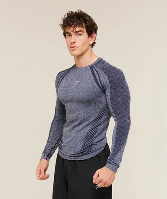 Gymshark Devant Seamless Long Sleeve Heavy Blue | Herren Small | Bestätigte Bestellung  
