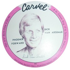 1975-76 Carvel Ice Cream NBA Basketball Disc Dick Van Arsdale Phoenix Suns Pink