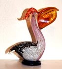 Murano Hand Blown Glass Art Pelican Figurine Sculpture