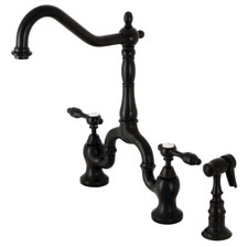Kingston Brass KS775.BALBS Heirloom 1.8 GPM Bridge Kitchen Faucet - Black