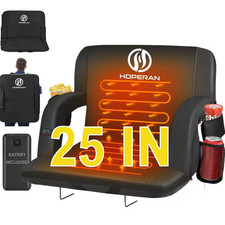 Black 25 In.W Heated Stadium Seats for Bleachers with 20000Mah Power Bank Includ