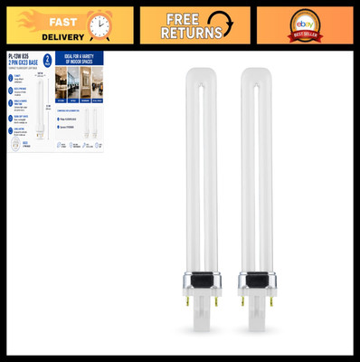2 Pack 13W U-Shaped Twin Tube CFL Bulbs, 2 Pin GX23 Base, Energy Efficient Light