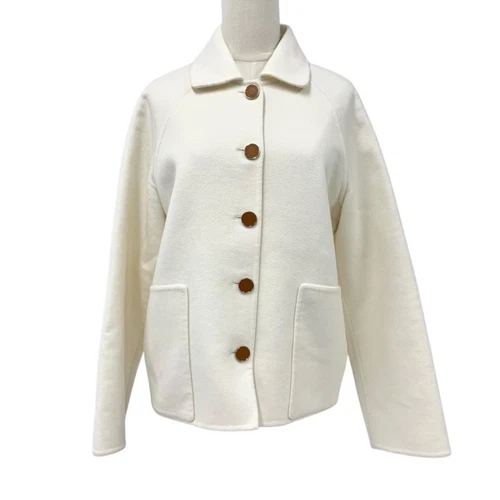 HERMÈS Cappotto Hermes esterno cashmere bianco serie bottoni Usato0