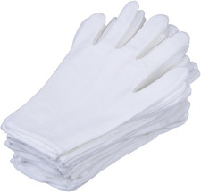 12 Pairs White Cotton Gloves Medium 7.5" Reusable Jewelry Coin Handling