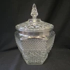 Vintage Anchor Hocking Wexford Cookie Jar & Lid Crisscross Pattern 9 1/2” Tall
