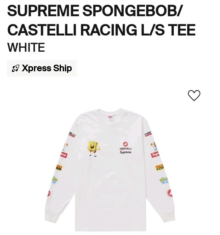 Size L - Supreme x SpongeBob SquarePants Castelli Racing L/S