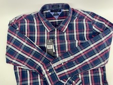 Tommy Hilfiger Shirt Mens XL 80's 2 Ply Fabric Long Sleeve Button 17 1/2 - 18