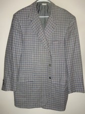 BA426- MINT Brioni - Nomentano PURE CASHMERE PLAID S. COAT- 48 L - Sergeon Cuffs