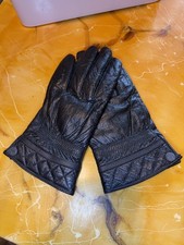Vintage LEVAS Black Genuine Leather Gloves with Real Fur Lining Womens