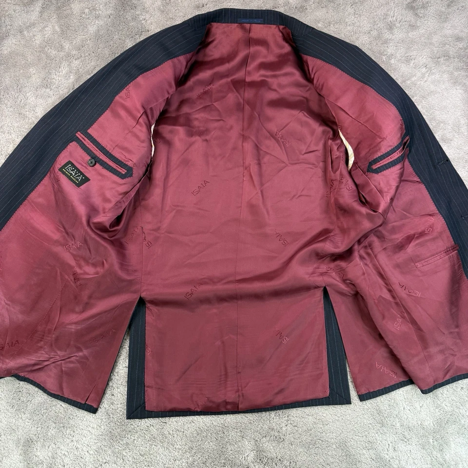 ISAIA Napoli Gray Blazer Sports Coat 100% Wool Super 120s sz 44R Made in ITALY - Image 3 of 4