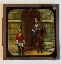 (982) Antique Magic Lantern Slide # Grenadier Horse Guards on Duty