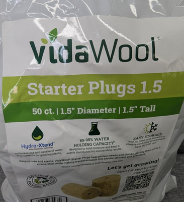 VidaWool Rockwool Seed Starter Plugs 50ct 1.5''