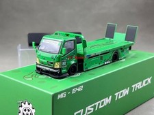 TG MT 1:64 Green H300 Custom Tow Flatbed Truck Dinosaur Model Diecast Metal Car