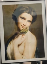A Young Beauty With A Parakeet By Fritz Zuber-Buhler 7.5 X 10 Print