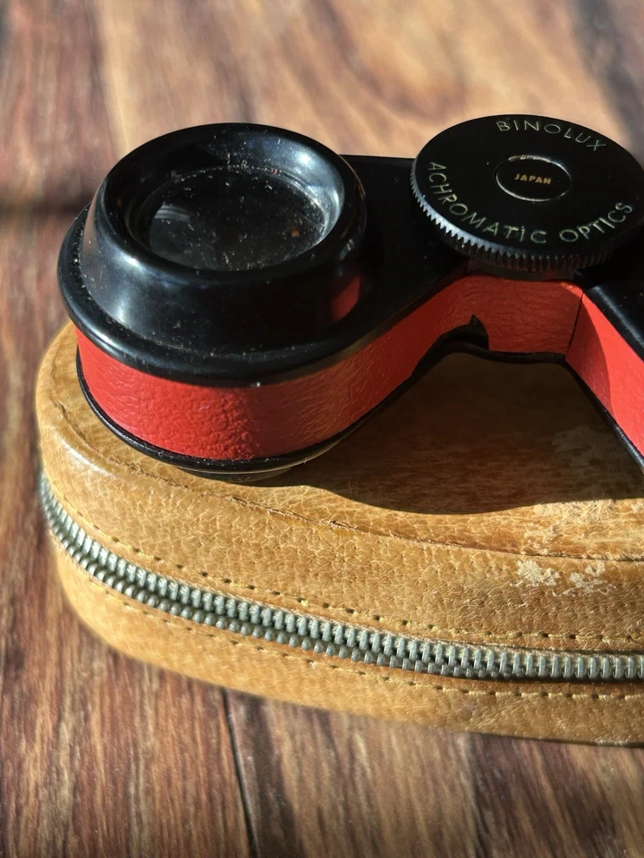 老式 SELSI 2 1/2X 双筒歌剧眼镜带日本制造皮革外壳 — 第 3/4 张图片