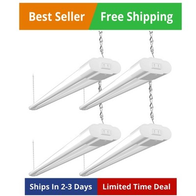 4 Pack Linkable LED Utility Shop Light, 4 FT, 4000 LM, 48 Inch Integrated Fix...