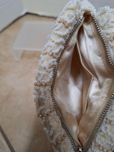 Vintage Beaded And Embroidered Women's Small Clutch Evening Bag Satin Lined 7" - Picture 7 of 8