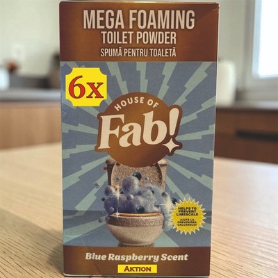 Mega Foaming Toilet Powder Blue Raspberry Fabulosa 6 Stück Toilettenreiniger