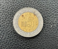 1992 Mexico 5 Five Nuevos Pesos - Circulated Mexican Bi-Metallic World Coin
