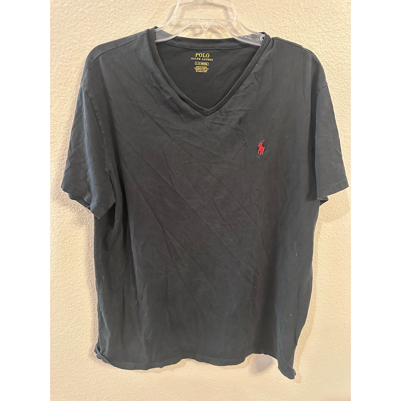 Polo Ralph Lauren T Shirt Scollo a V Rosso Pony Logo Casual Maglietta Grande
