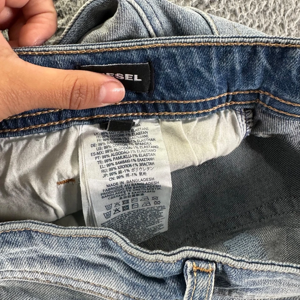 Pantalones Cortos Diesel Denim Para Hombre Talla 30 Azul Medio Lavado Algodón Elastizados Calce Ajustado Foto 4 de 4