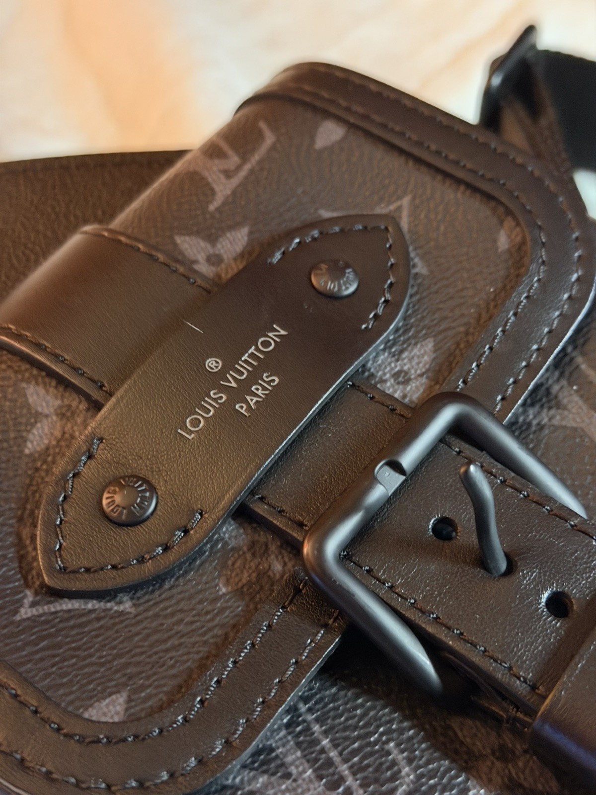 Authentic LOUIS VUITTON Monogram Eclipse Saumur S… - image 3